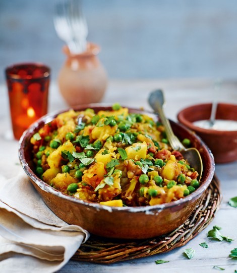 Spiced potatoes and peas