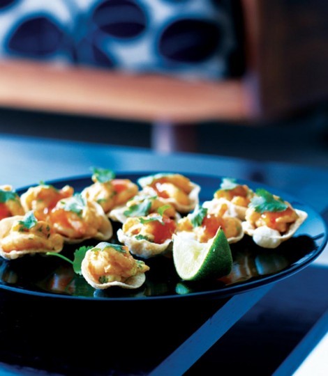 Spiced prawn poppadoms