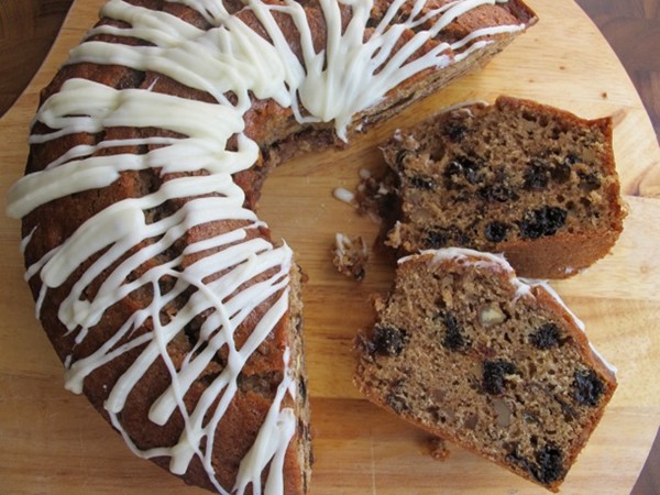 Spiced prune cake with cream cheese icing