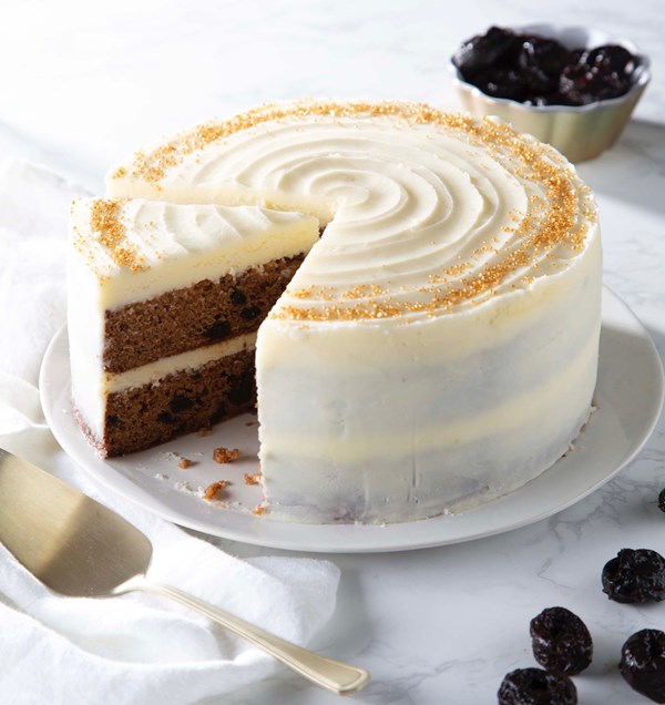 Spiced prune cake with lemon-buttermilk frosting
