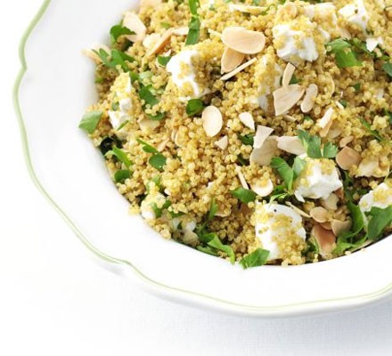 Spiced quinoa with almonds and feta 