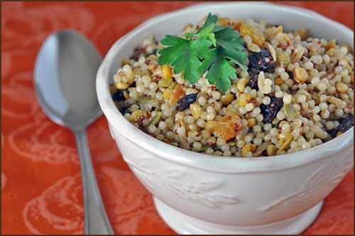 Spiced raisin pearl couscous