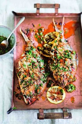 Spiced red snapper with charmoula
