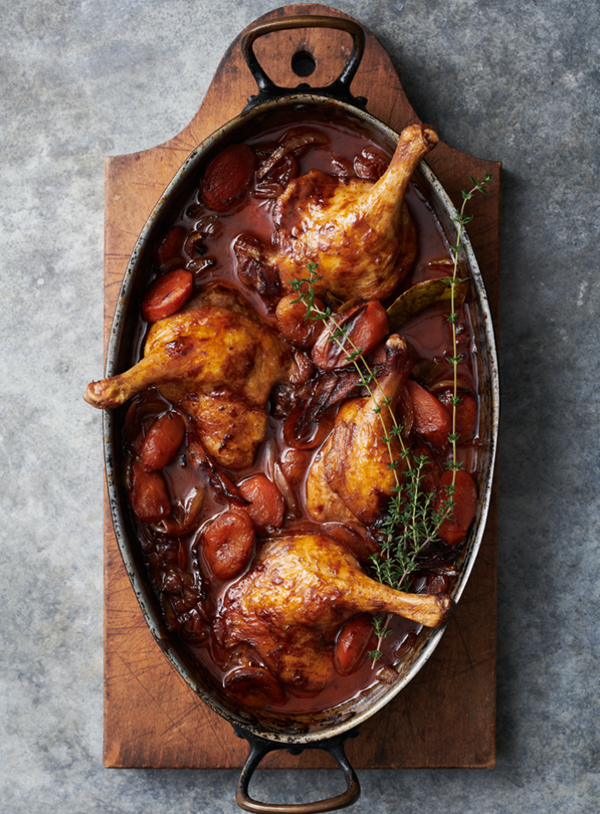 Spiced red wine braised duck legs