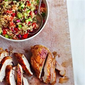 Spiced roast chicken with quinoa tabouleh