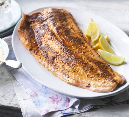 Spiced roast side of salmon