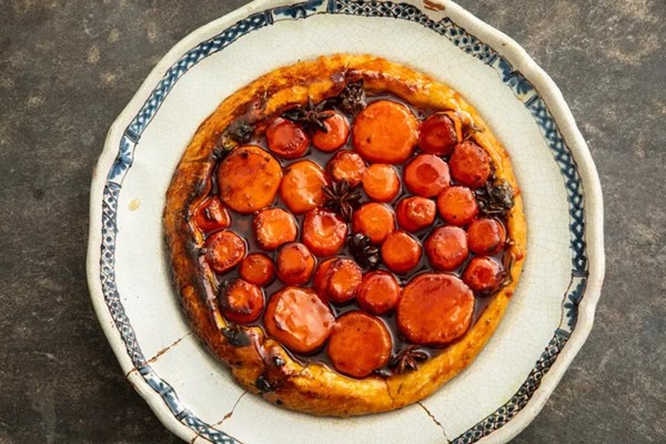 Spiced root veg tarte Tatin