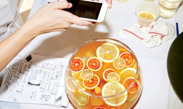 Spiced rum punch with citrus and Luxardo