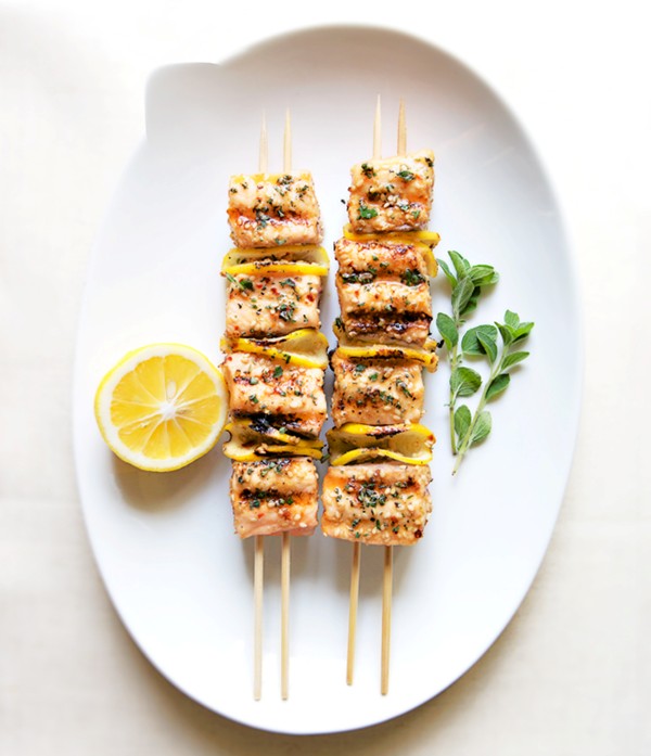 Spiced salmon kebabs