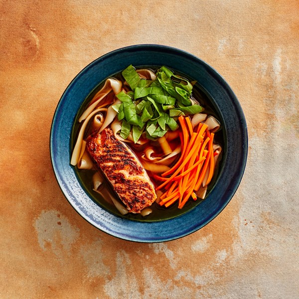 Spiced salmon noodle soup
