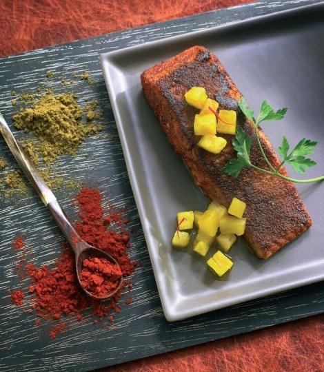 Spiced salmon with pineapple salsa