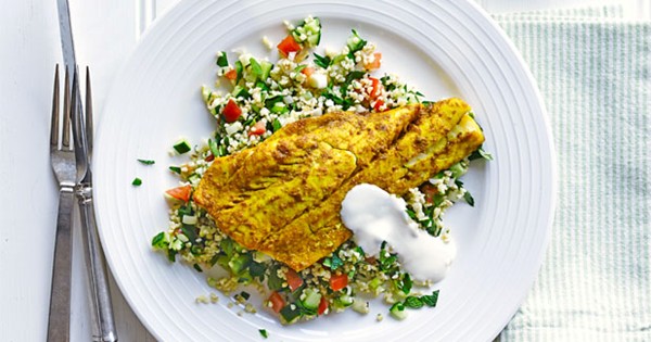 Spiced smoked haddock with tabbouleh