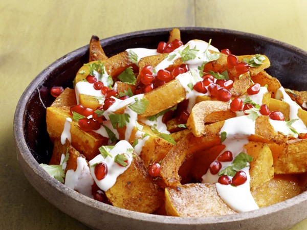 Spiced squash with yogurt dressing