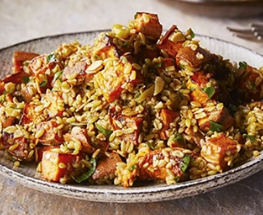 Spiced sweet potato & freekeh salad