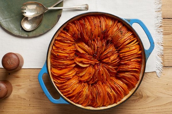 Spiced sweet potato and parsnip tian