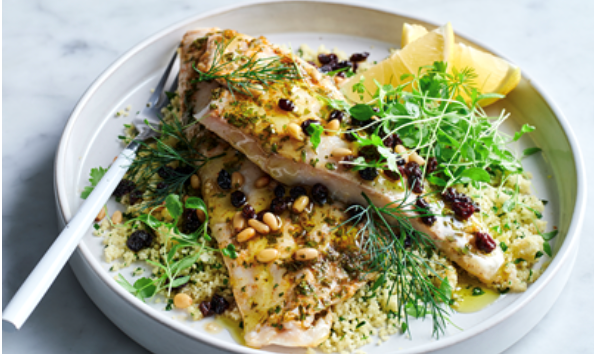 Spiced tahini baked fish