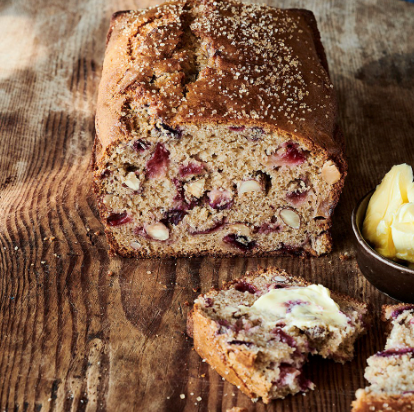 Spiced tea bread with fresh plums