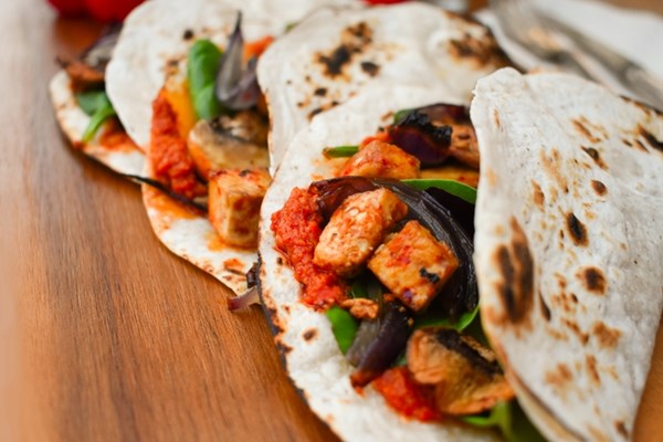 Spiced tofu and mushroom tacos