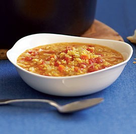 Spiced tomato and red lentil soup
