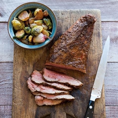 Spiced tri-tip with roasted Brussels sprouts