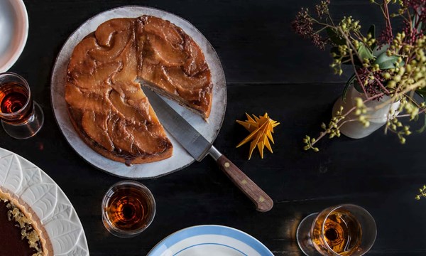Spiced upside-down pear cake