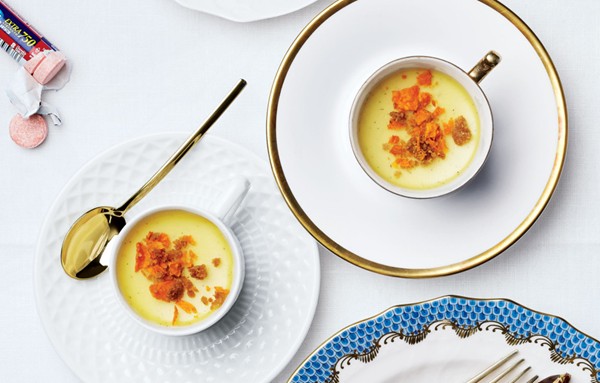 Spiced vanilla custards with sweet potato streusel
