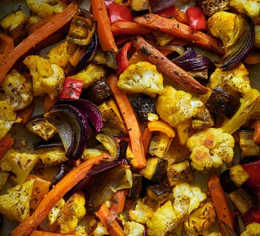 Spiced vegetable traybake