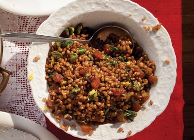 Spiced wheat berry pilaf 