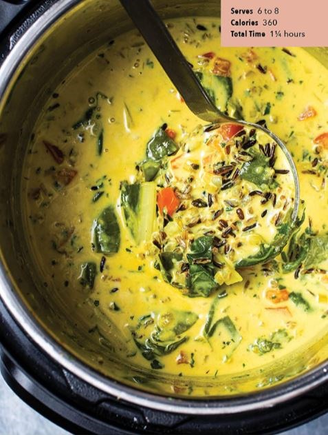 Spiced wild rice and coconut soup
