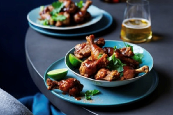 Spiced wing dings with hot and sour sauce