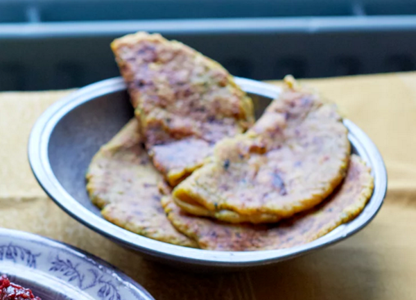 Spiced winter squash and ‘tattie scone’ parathas