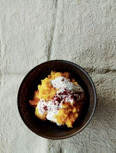 Spiced yam and labneh