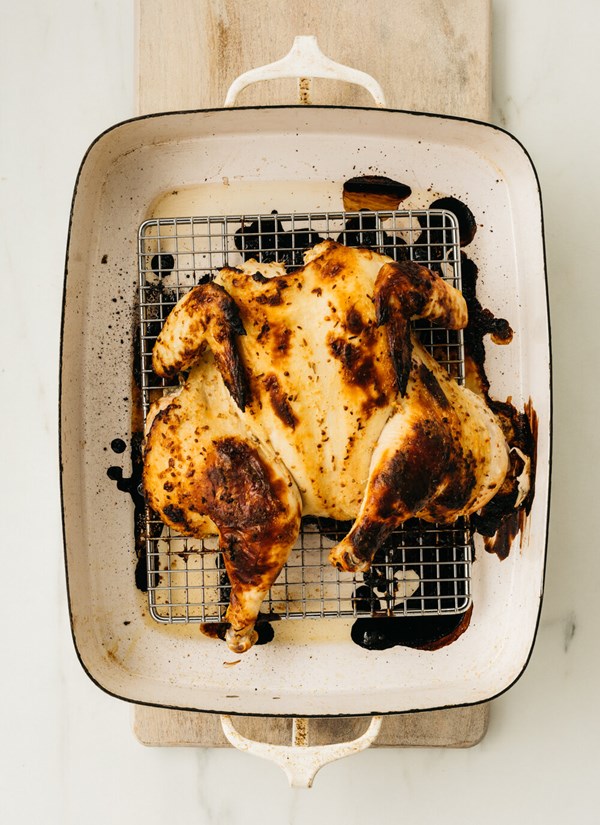 Spiced yogurt marinated spatchcocked chicken