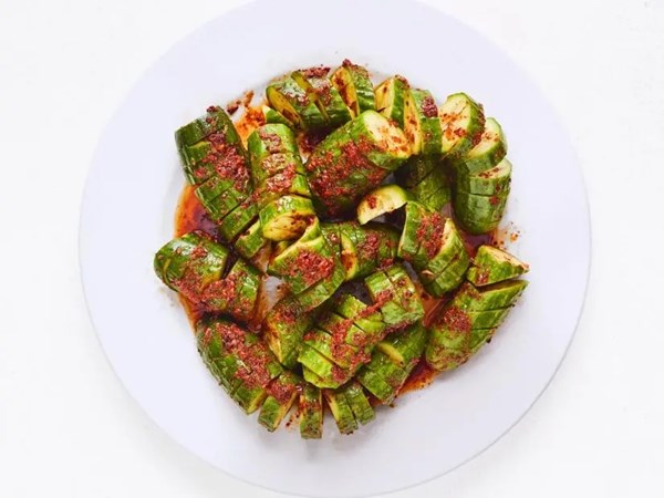 Spicy accordion cucumber salad