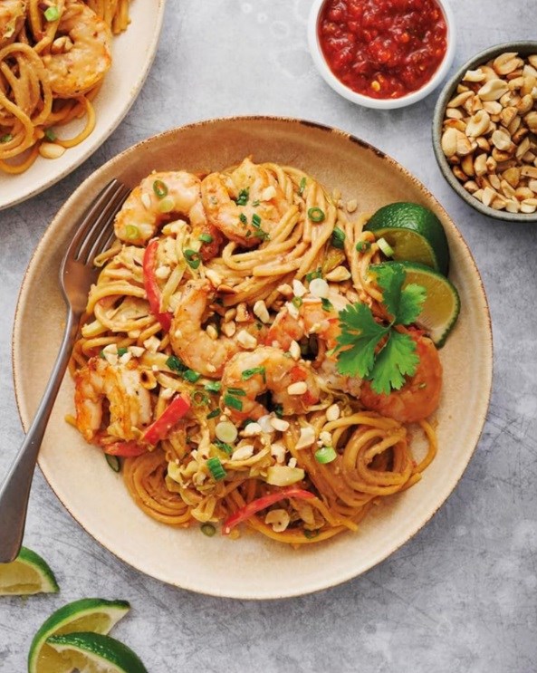 Spicy-as-you-like-it shrimp peanut noodles