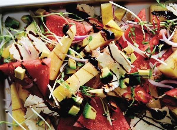 Spicy avocado & watermelon salad with mint & jalapeño chilli