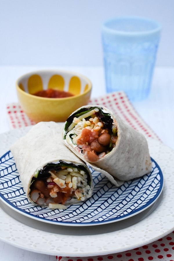 Spicy bean lunch wrap