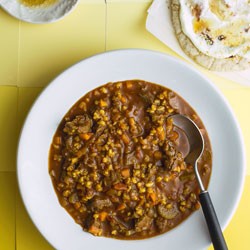 Spicy beef and barley soup