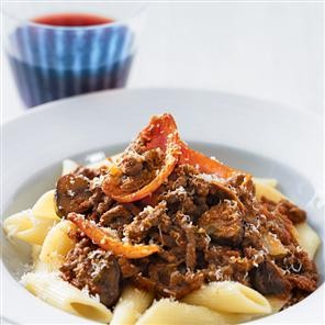 Spicy beef and chestnut pasta