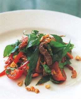 Spicy beef salad with soy and chilli pepper dressing