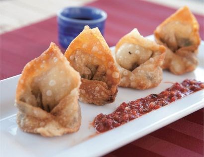 Spicy beef wontons