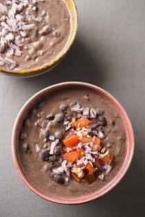 Spicy black bean and coconut soup
