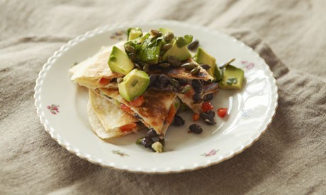 Spicy black bean quesadilla