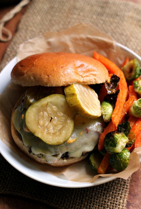 Spicy black bean, quinoa, and sweet potato burgers