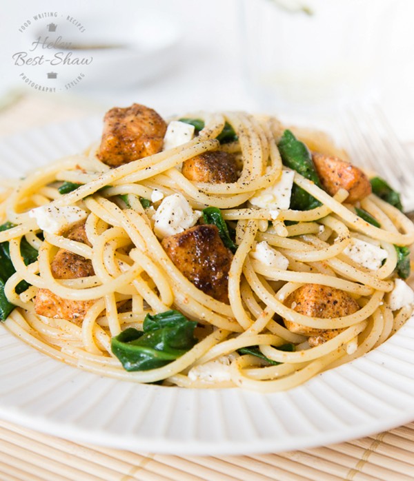 Spicy black pepper & garlic chicken spaghetti