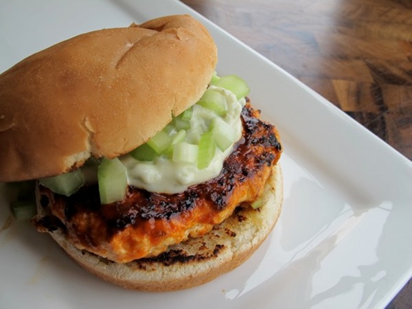 Spicy Buffalo chicken burgers