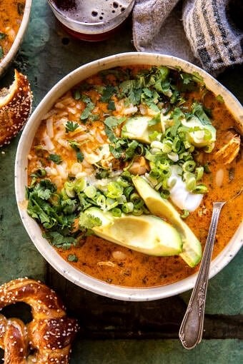 Spicy Buffalo white chicken chili