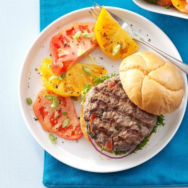 Spicy Cajun salsa burgers