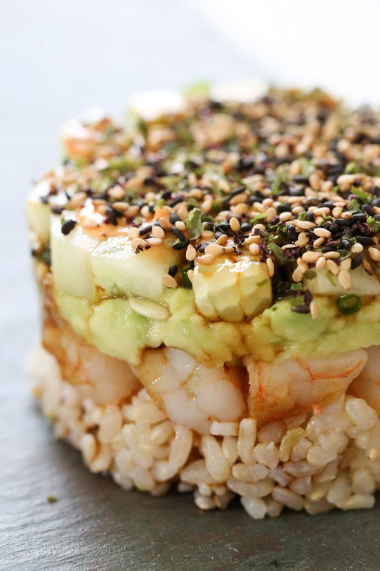Spicy California shrimp stack
