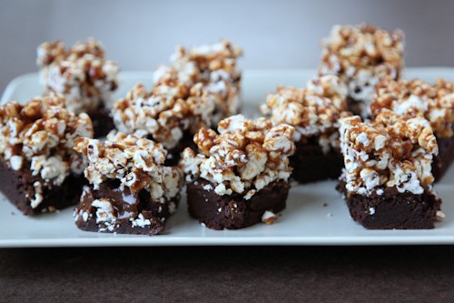 Spicy caramel popcorn Mexican chocolate brownies